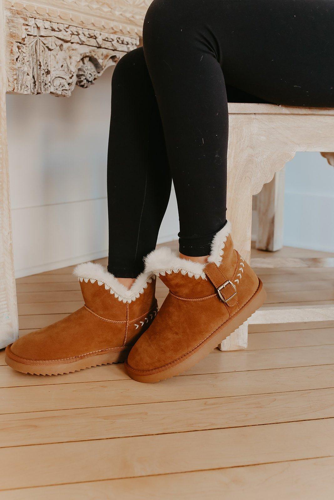 Lana Camel Sherpa Lined Buckled Booties - FINAL SALE Female Product Image