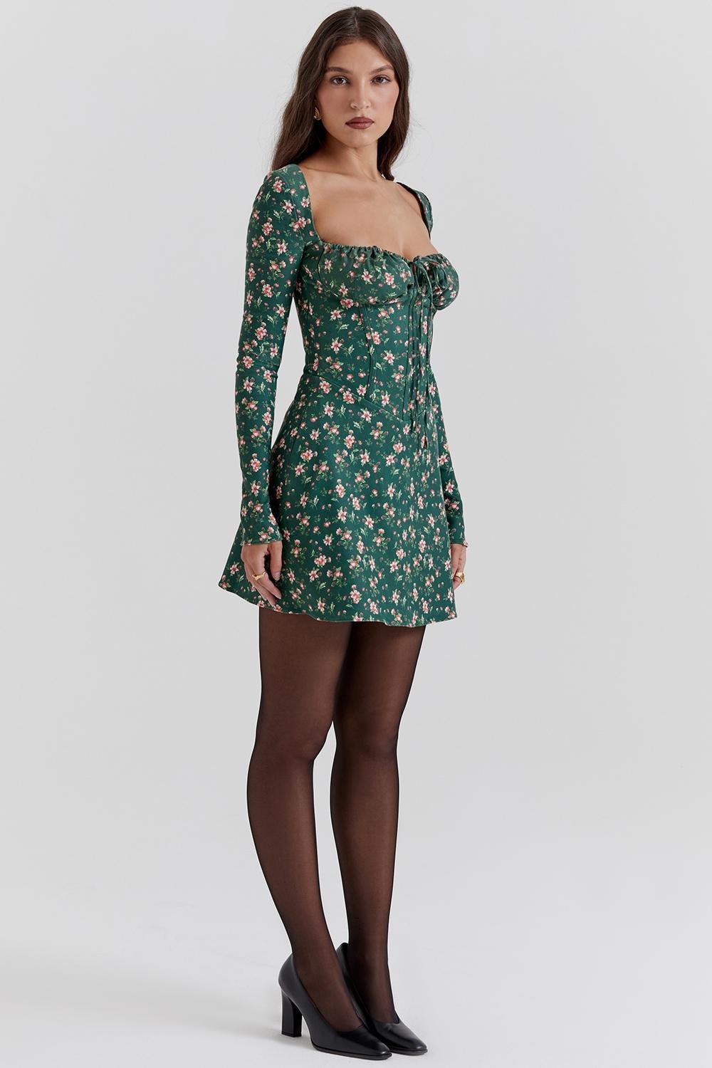 Malika Green Floral Corset Mini Dress Product Image