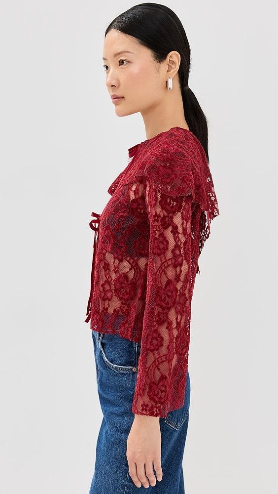 ALOHAS Tolpa Velvet Lace Wine Blouse | Shopbop Product Image