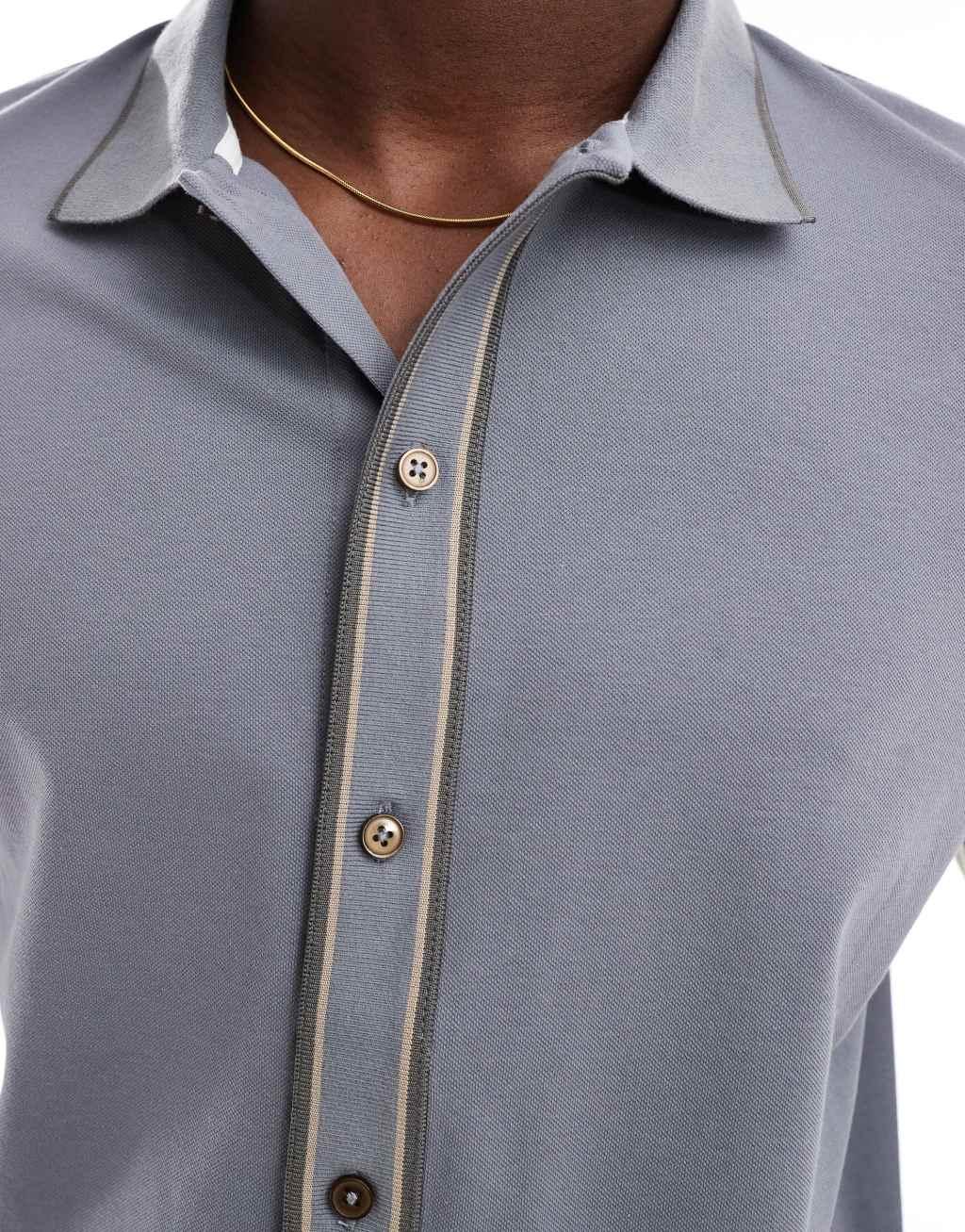 PS Paul Smith knit button down polo shirt in gray Product Image