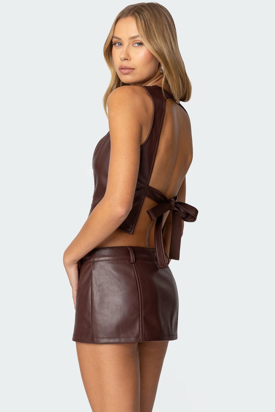 Frances Backless Faux Leather Top Product Image