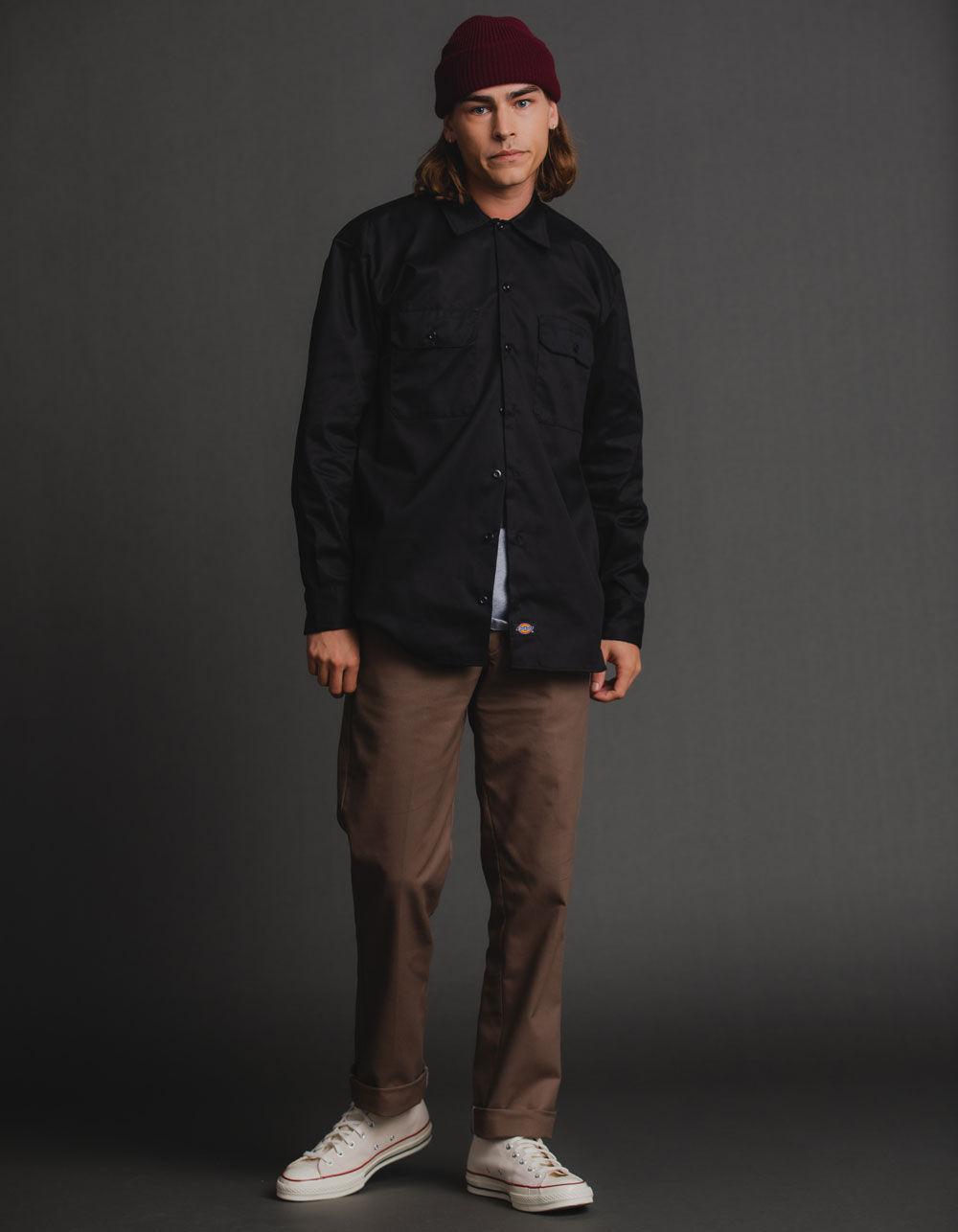 DICKIES Mens Twill Work Shirt - BLACK Product Image