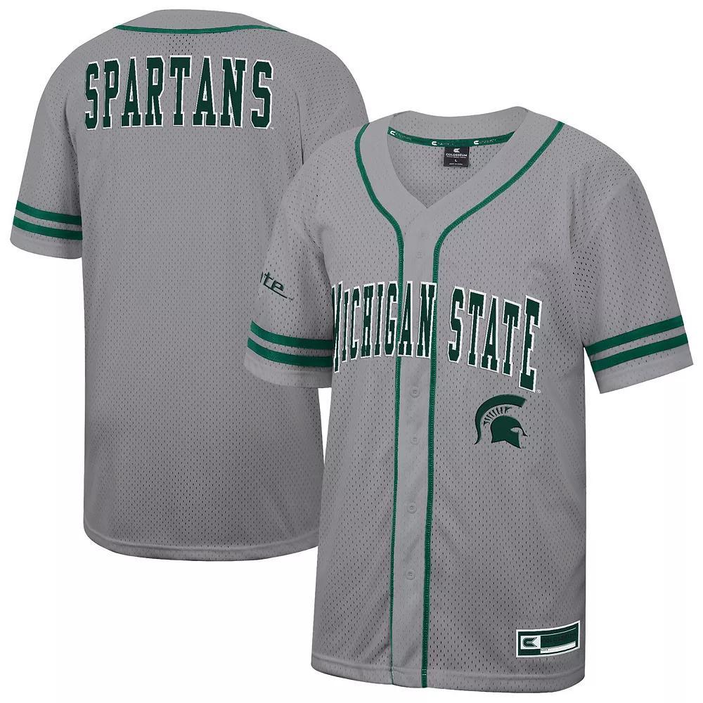 Men's Colosseum Gray Michigan State Spartans Free Spirited Baseball Jersey, Size: 2XL, Grey Product Image