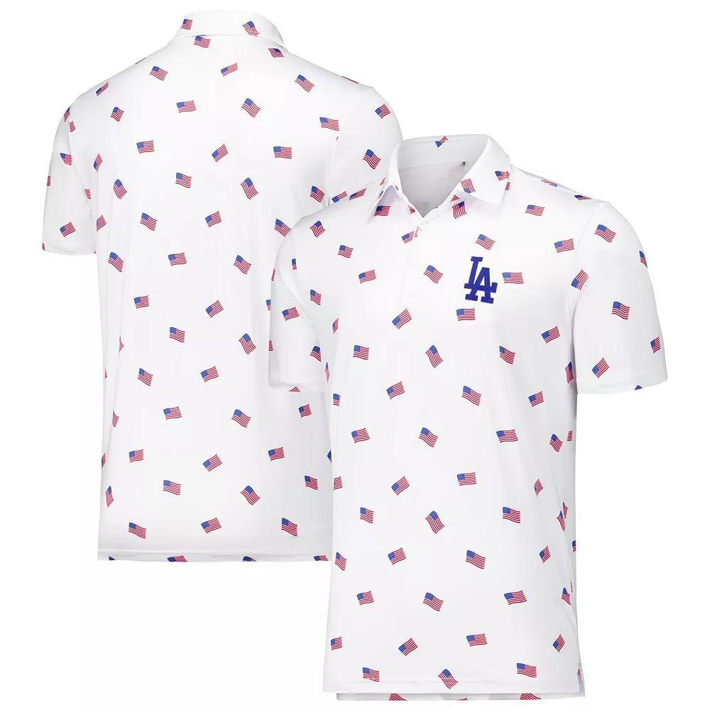 Men's Antigua White Los Angeles Dodgers  Americana Polo, Size: Medium Product Image