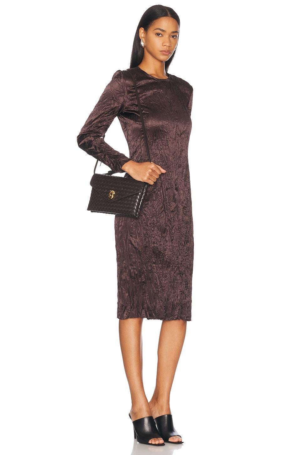 BOTTEGA VENETA Knot Lock Medium Intrecciato Leather Shoulder Bag In Brown Product Image