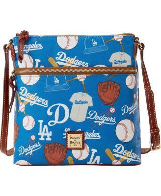 Dooney & Bourke Womens MLB Dodgers Crossbody Coated Cotton Shoulder Bag in Blue Product Image
