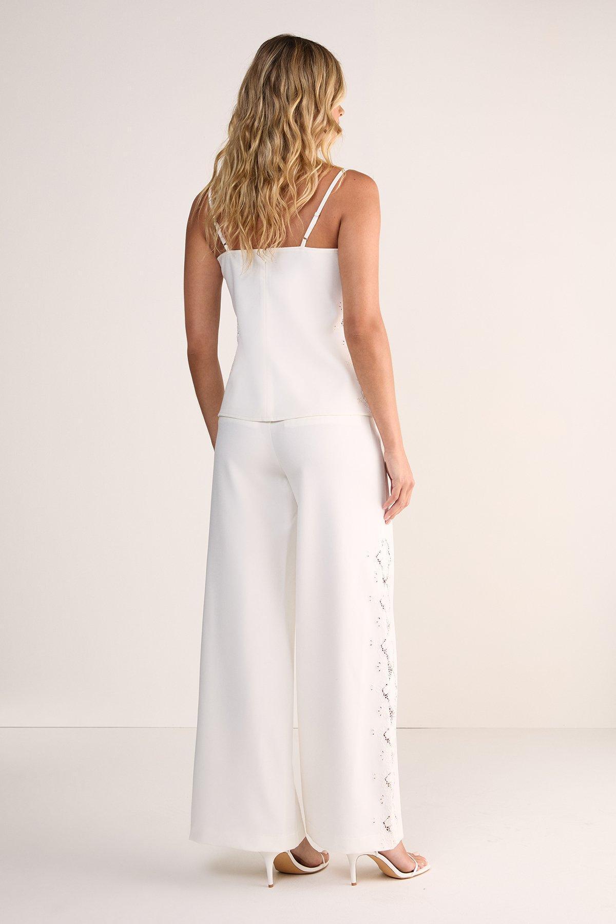 Cutwork Side Tailored Wide Leg Pants Product Image