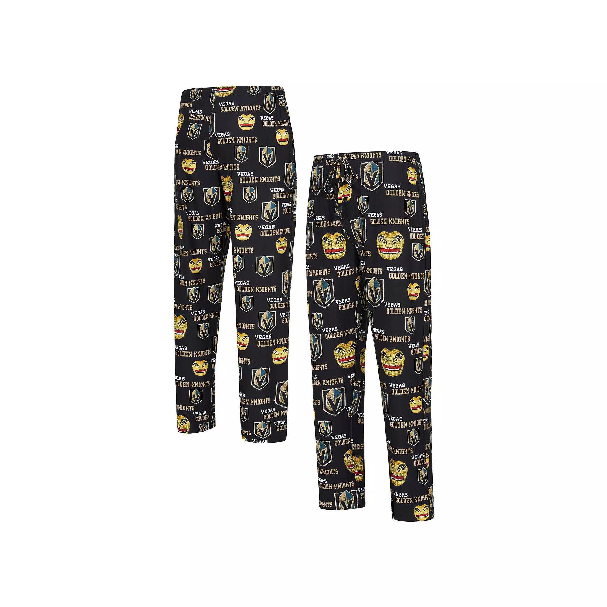 Men's Concepts Sport  Black Vegas Golden Knights All Over Print Knit Pants, Size: Small, Lvk Black Product Image
