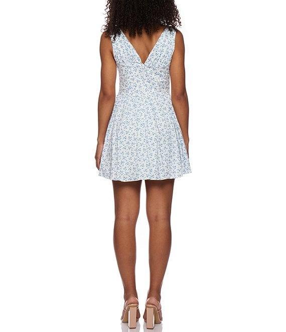B. Darlin Floral Print V-Neck Bustier Tie Front Dress Product Image