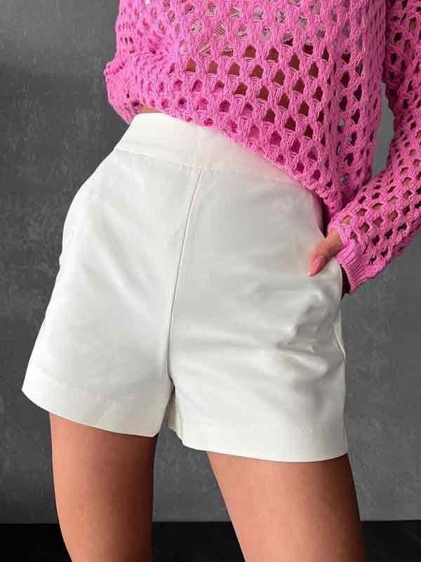 Knit Loose Cutout Crop Long Sleeve Tee Product Image