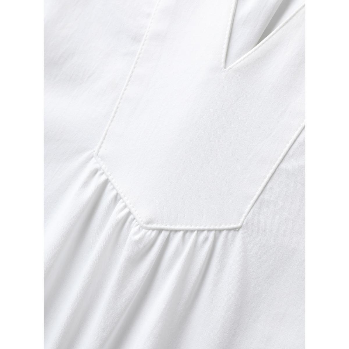 Plus Size Originalwhite Floral Lotus Leaf Sleeve Split Neck Blouse Women Cap Sleeve Notched collar Everyday-Casual Blouses BloomChic 10/M Product Image