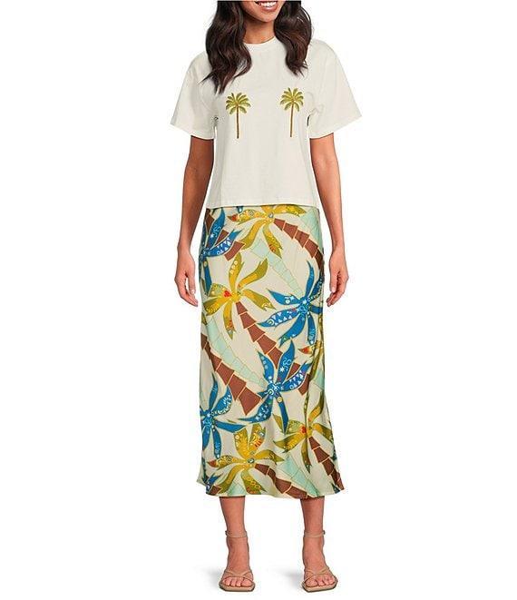 Never Fully Dressed Dorris Tropical Palm Print Pull-On Maxi Skirt Product Image