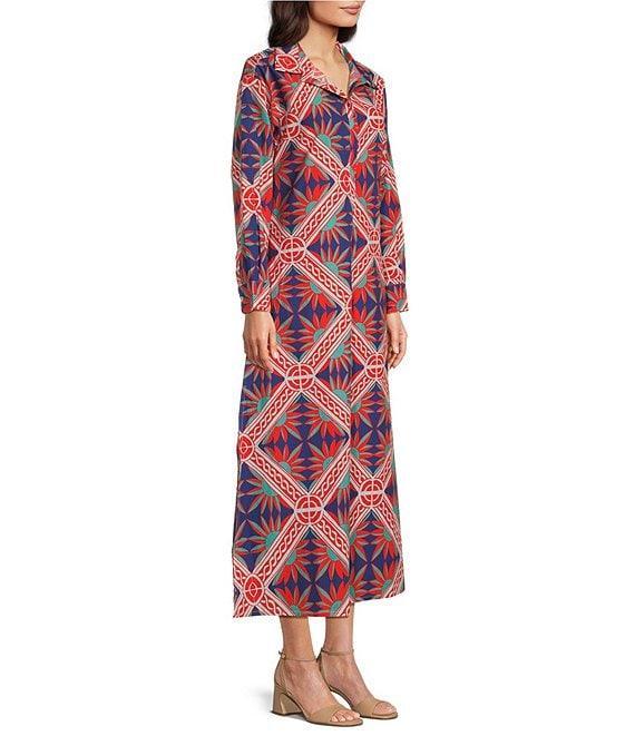 Ro's Garden Brussels Collar Neck Long Sleeve Button Front Midi Dress Product Image
