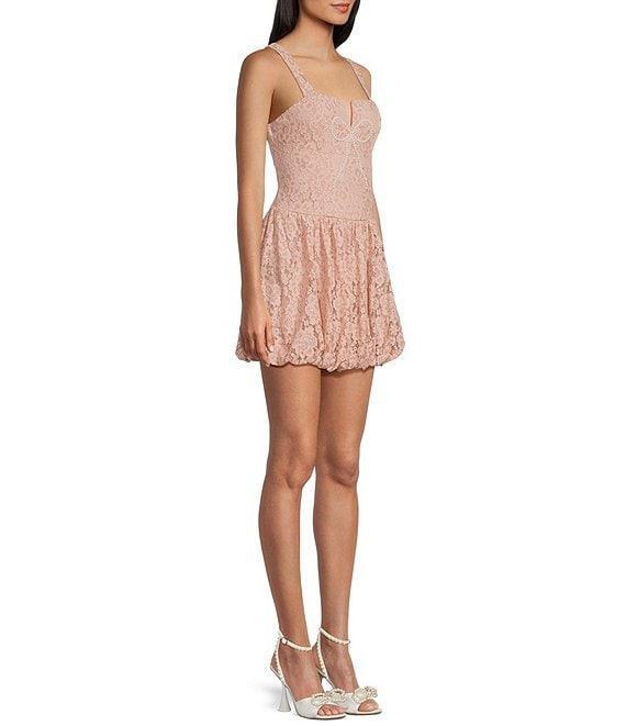 City Vibe Split V-Neck Bubble Skirt Dress Product Image