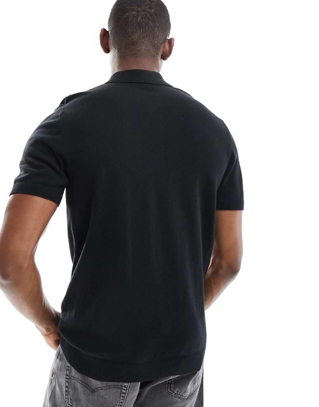 Selected Homme knitted polo in black  Product Image