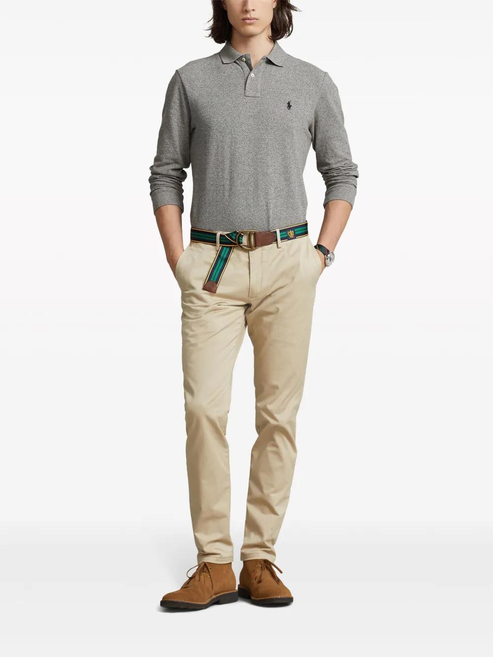 logo embroidered long-sleeve polo shirt  Product Image