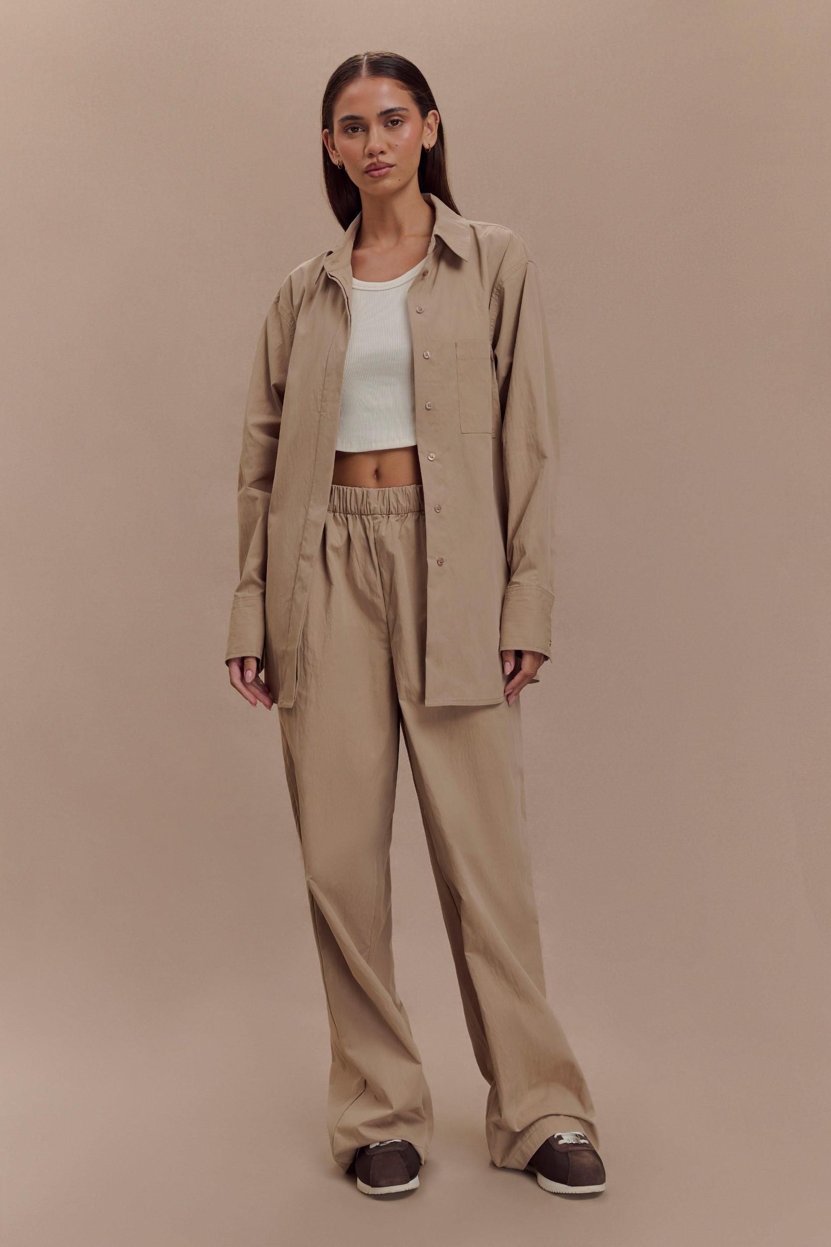 Campbell Cotton Wide Leg Pants - Sand Product Image