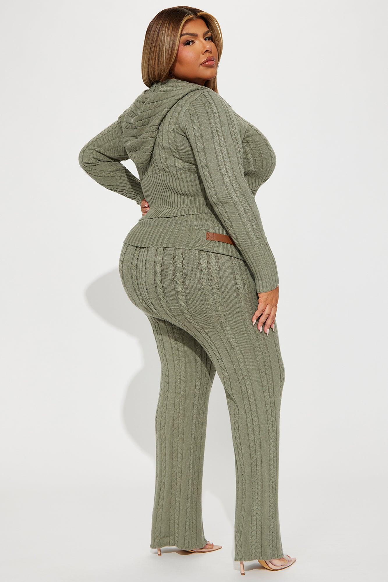 Weekend Flirt Sweater Pant Set - Olive Product Image