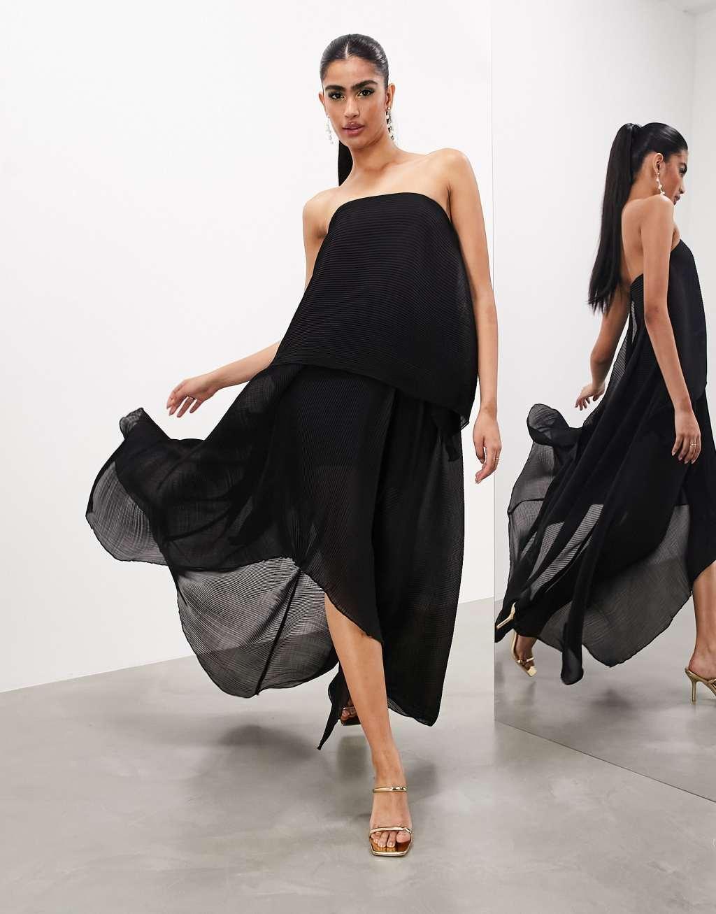 ASOS EDITION plisse bandeau high low maxi dress Product Image