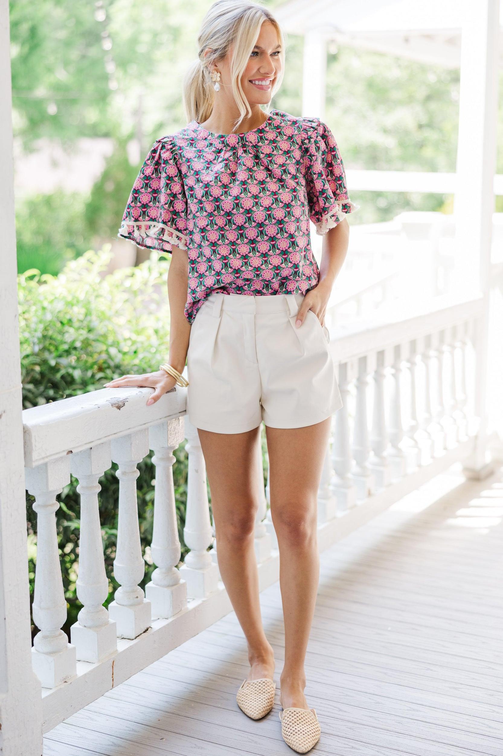 Time For Me Pink Abstract Blouse Female Product Image