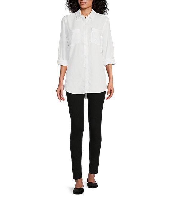 Intro Long Roll-Tab Sleeve Button Front Slub Lyocell Shirt Product Image
