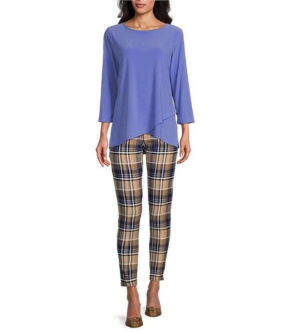 Slim Factor by Investments Ponte Knit Tannin Plaid No Waist Leggings Product Image