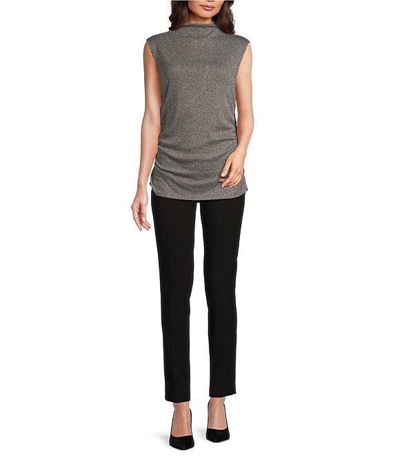 Calvin Klein Mock Neck Sleeveless Ruched Top Product Image