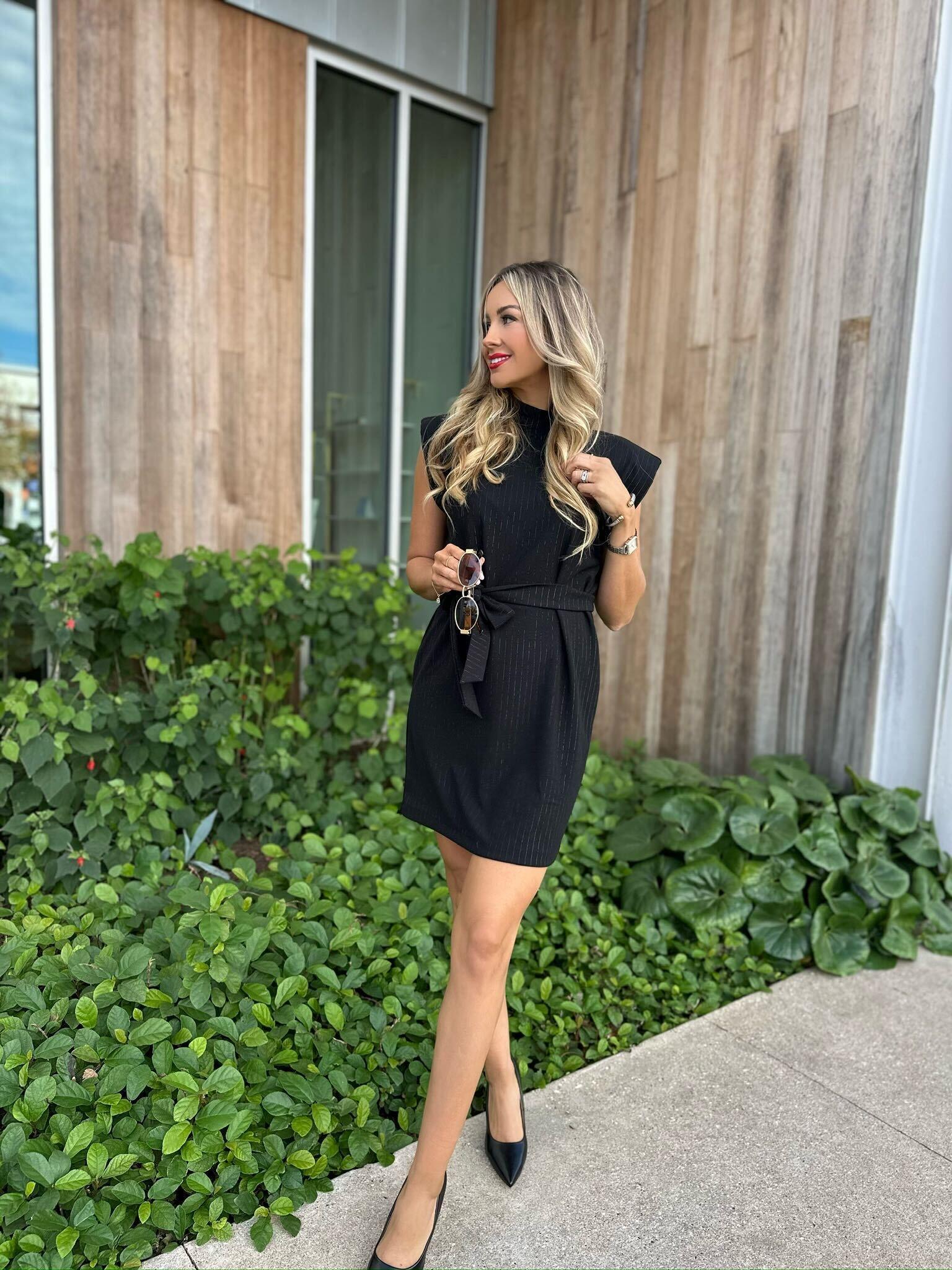 Steve Madden Adelie Black Striped Mini Dress - FINAL SALE Product Image