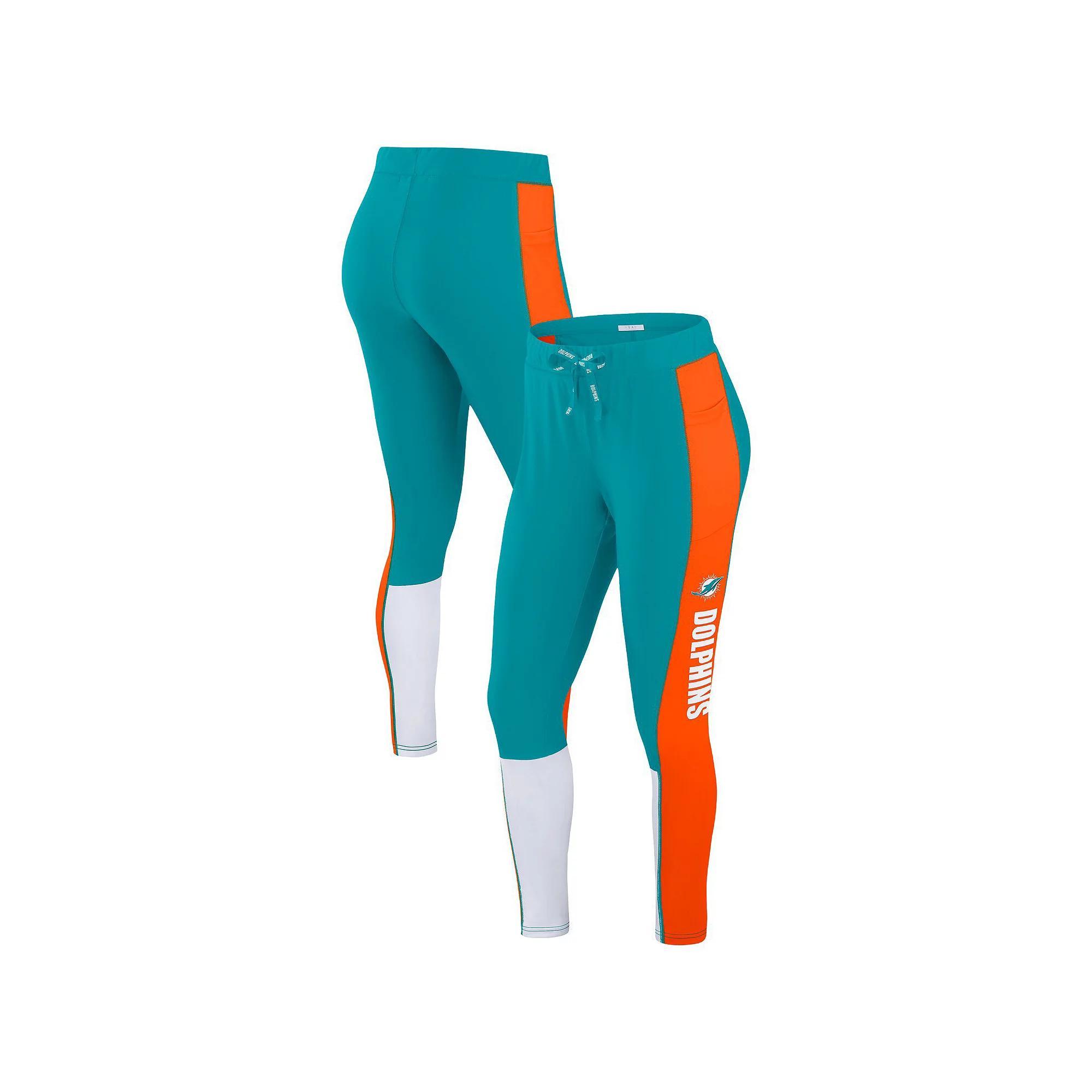 Womens WEAR by Erin Andrews Teal/Orange Miami Dolphins Color-Block Leggings Turquoise A Product Image