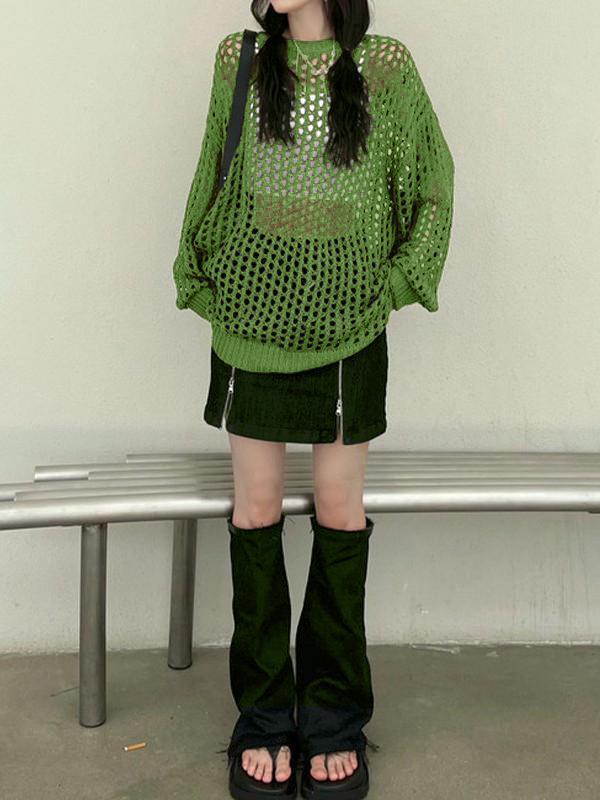 Oversized Crochet Open Knit Top Product Image
