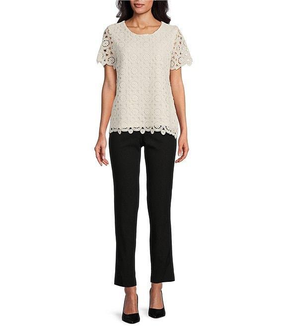 Jones New York Medallion Lace Short Sleeve Tee Product Image
