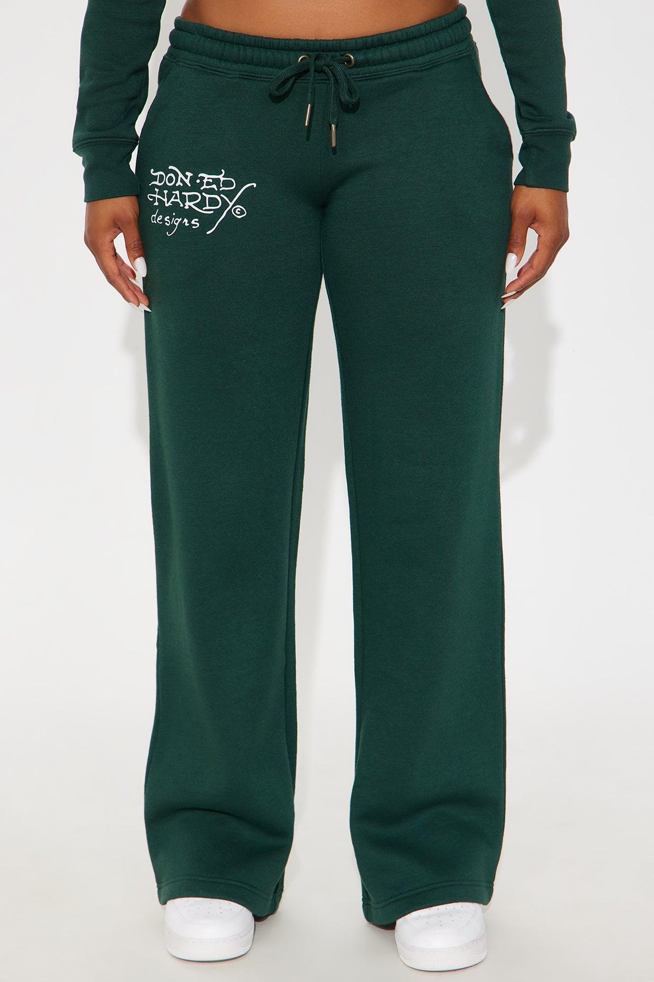 Ed Hardy Twin Flame Wide Leg Pant - Hunter Product Image