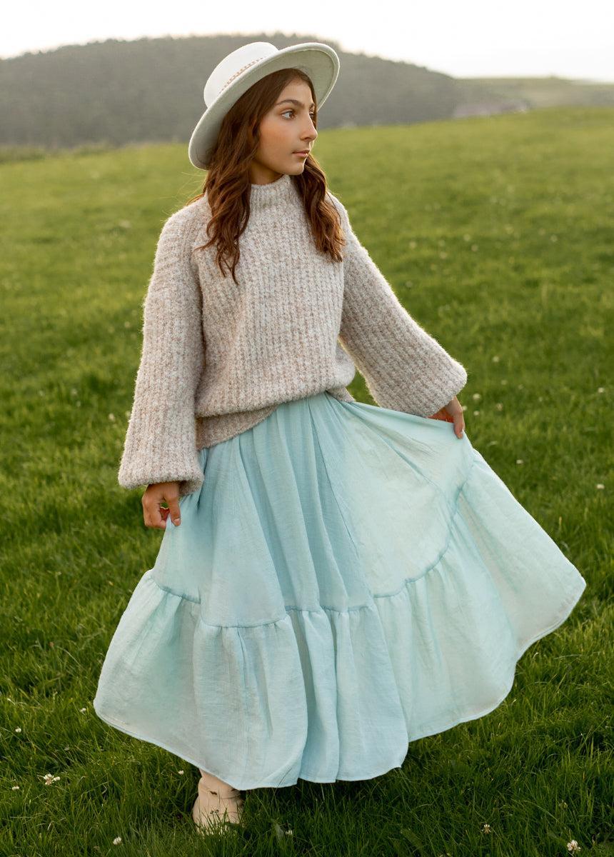Annabel Skirt in Blue Smoke Girls Product Image