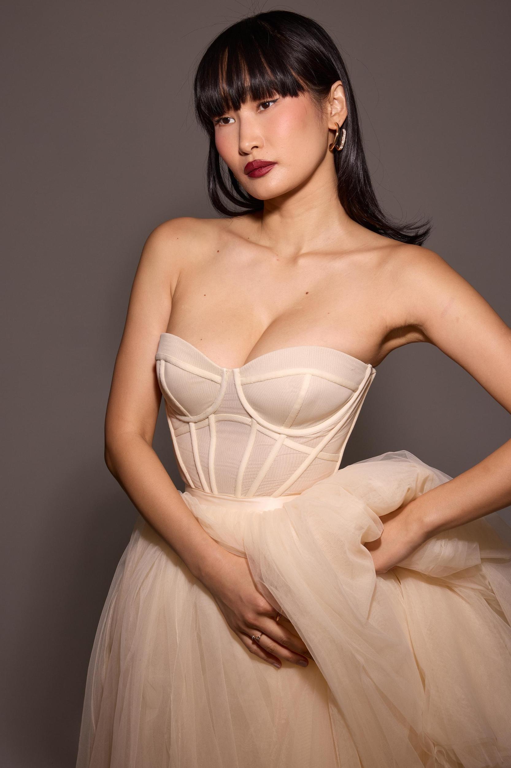 Darling Vintage Cream Tulle Midi Dress Product Image