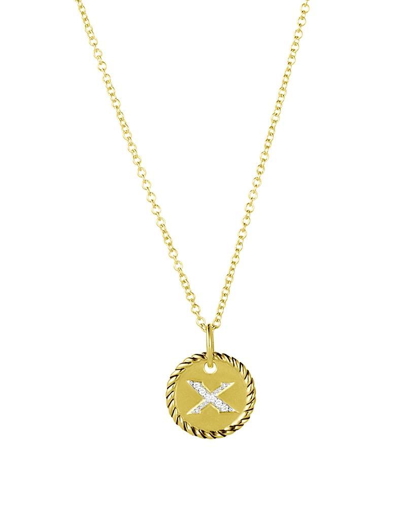 David Yurman Cable Collectibles Initial Pendant with Diamonds in Gold on Chain, 16-18 Product Image