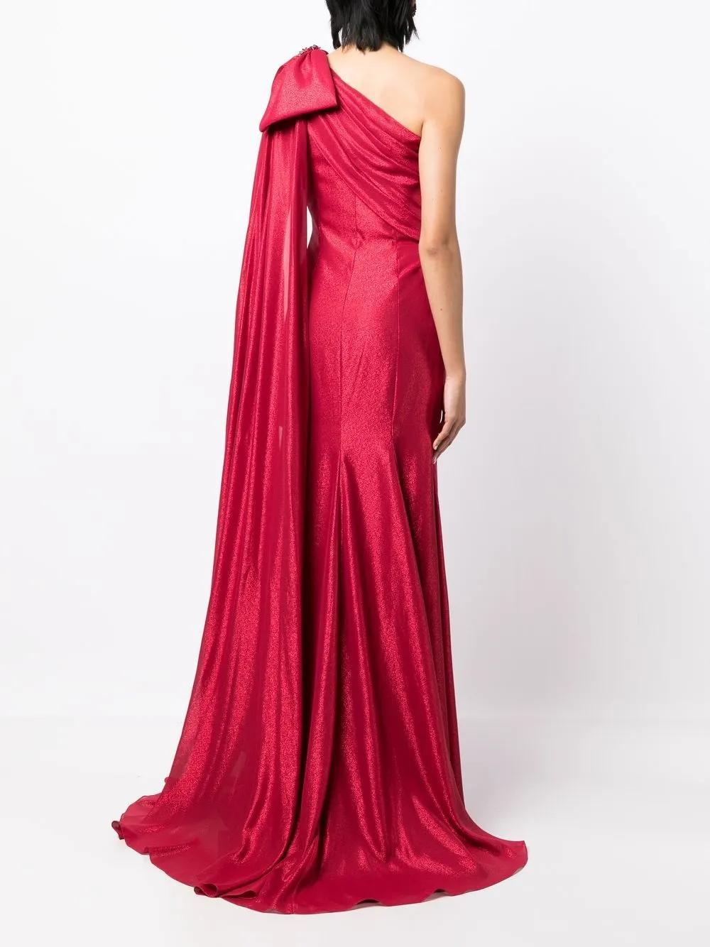 Imogen one-shoulder draped gown  Product Image