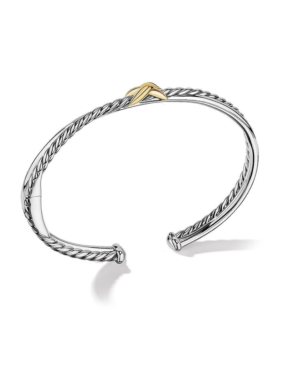 David Yurman Sterling Silver & 18K Yellow Gold Petite X Cuff Bracelet Product Image