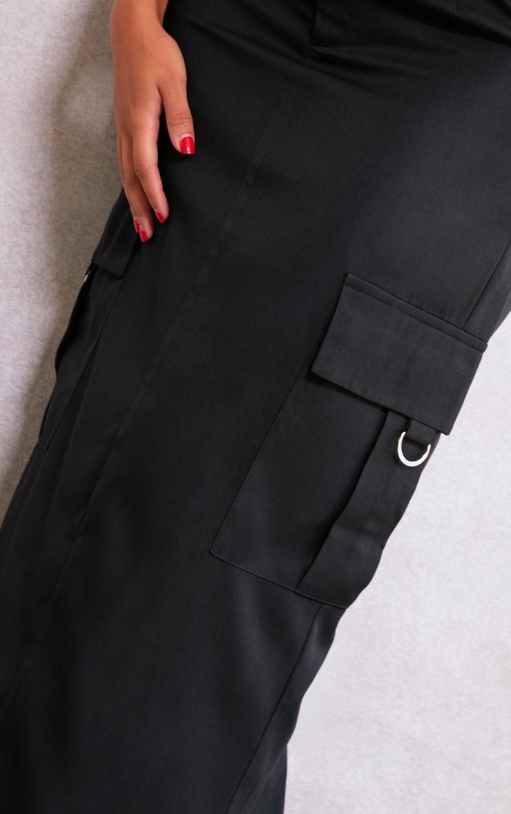 PRETTYLITTLETHING Shape Black Buckle Detail Cargo Maxi Skirt Product Image