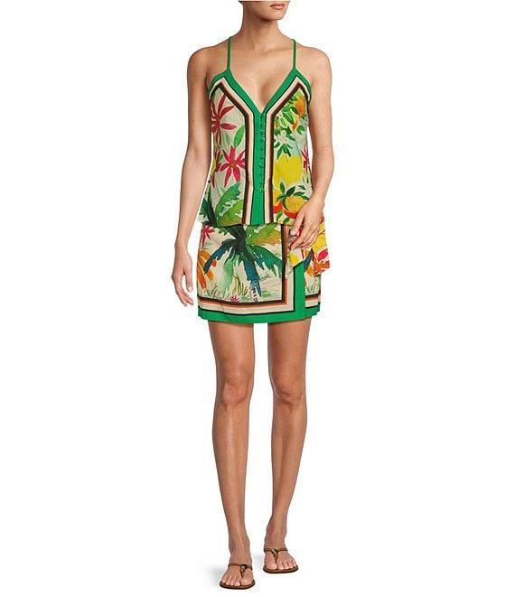 Antonio Melani Sabrina Tropical Printed Linen Button Down Coordinating Blouse Product Image