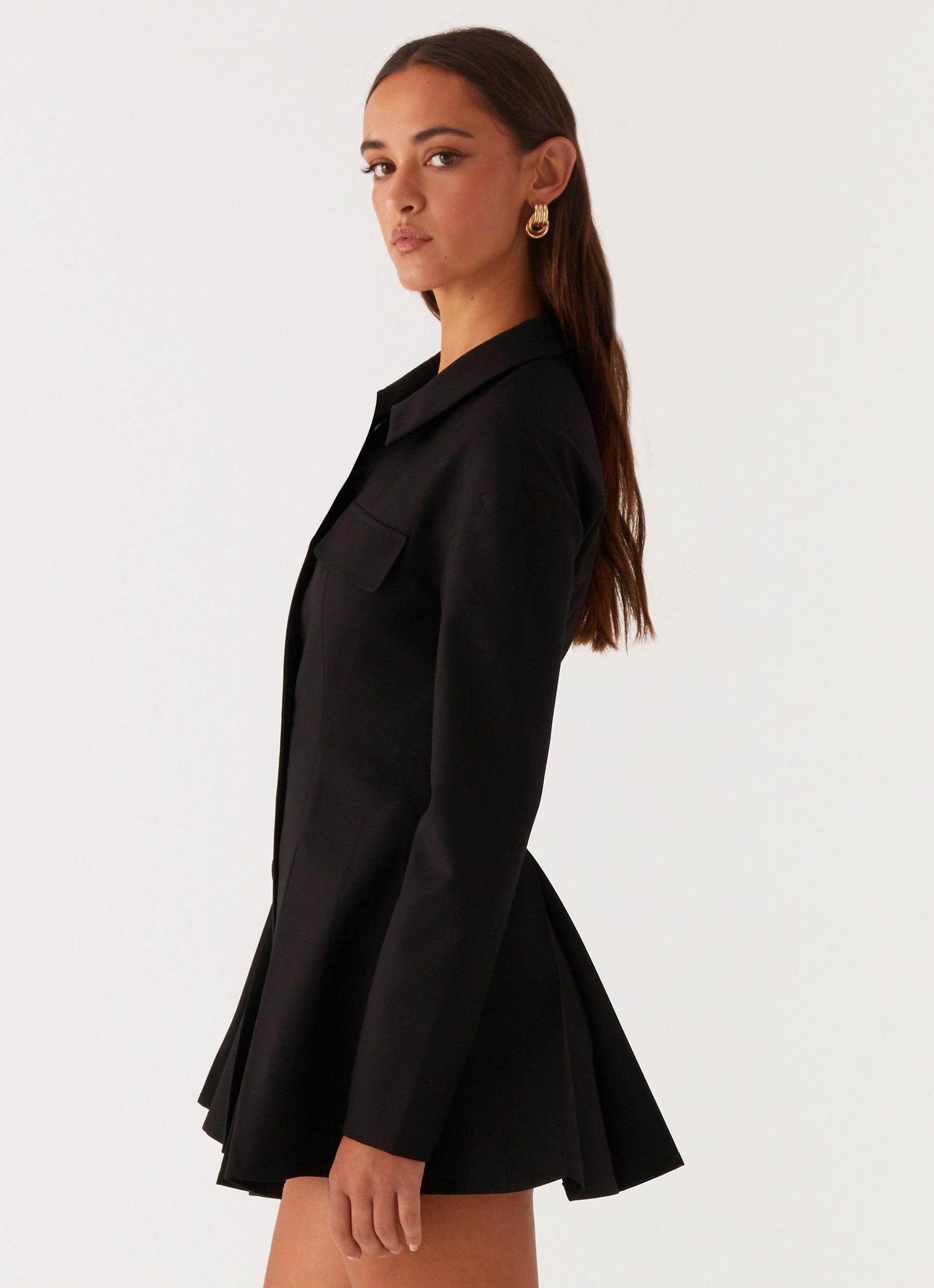 Emilia Collared Mini Dress - Black Product Image