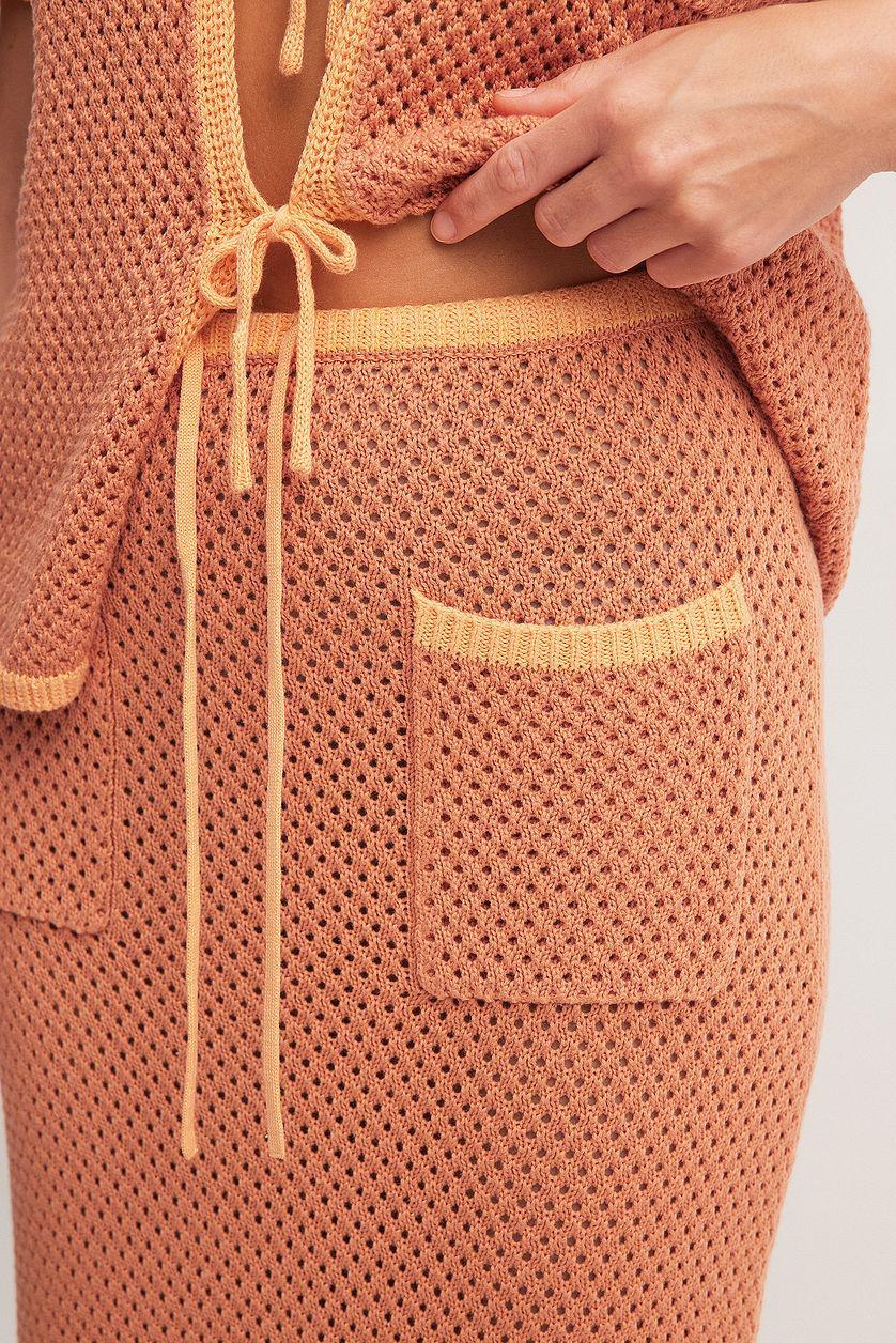 Contrast Detail Crochet Knitted Maxi Skirt Product Image