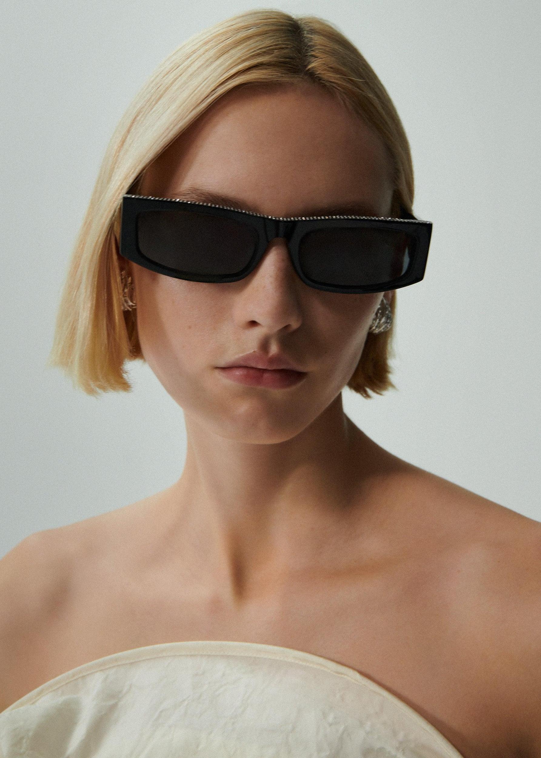 Rectangular sunglasses in black crystals Product Image