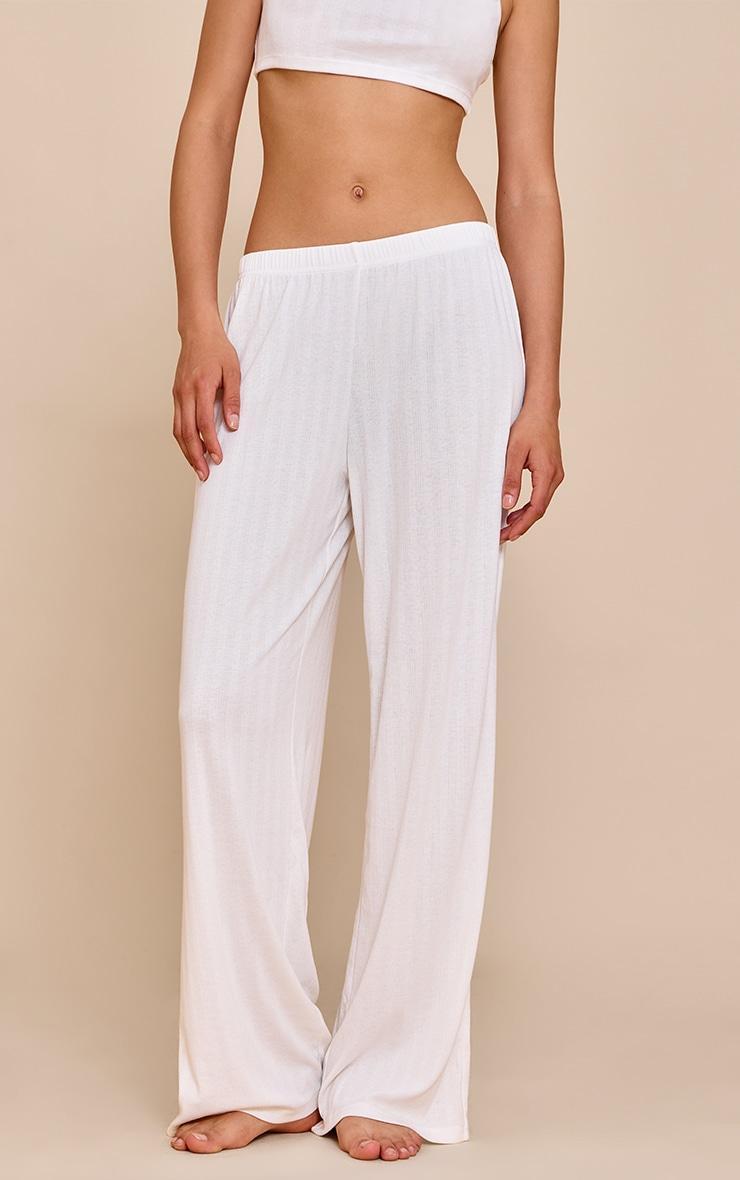 White Pointelle Pj Pants Product Image
