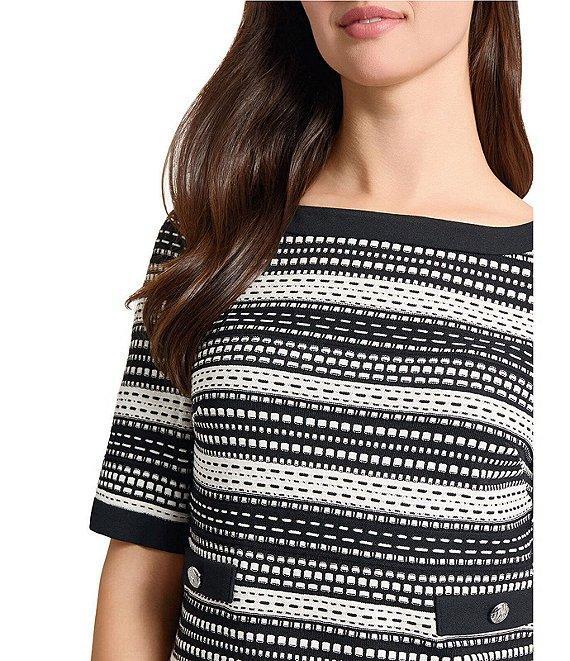 Ming Wang Digital Soft Knit Boat Neck Short Sleeve Top Product Image