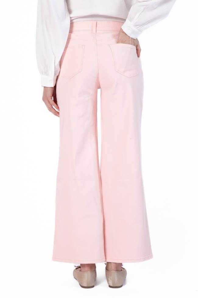 Sutton Pink Wide Leg Patch Pocket Jeans Product Image