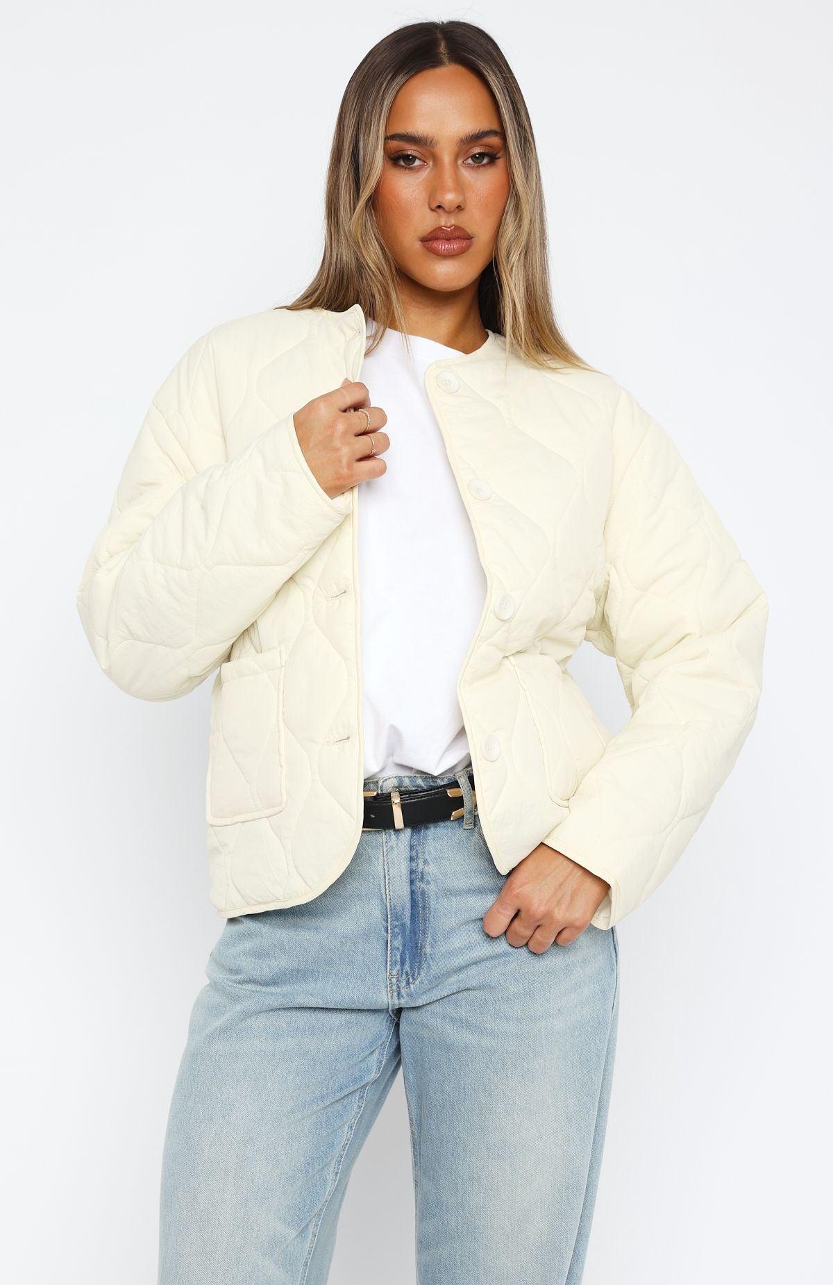 Lost At Night Quilted Jacket Cream Product Image