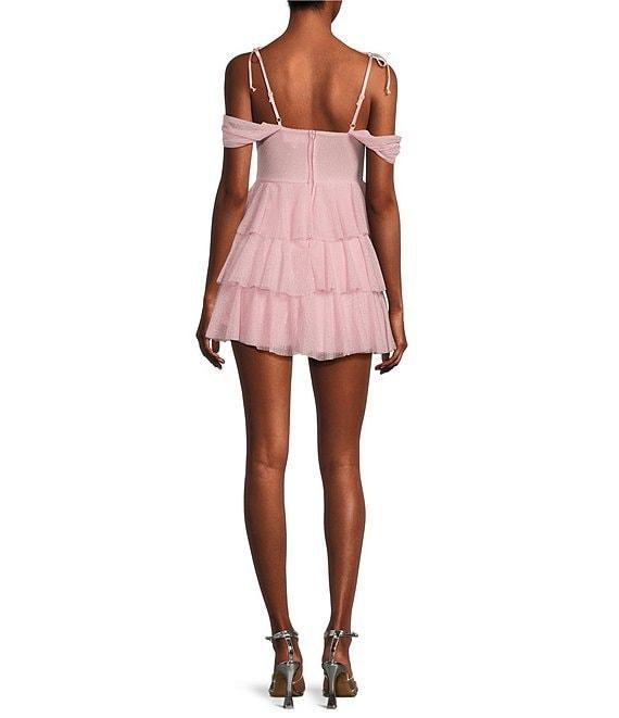 Honey and Rosie Sweetheart Off Shoulder Drape Ruffle Skirt Dress Product Image
