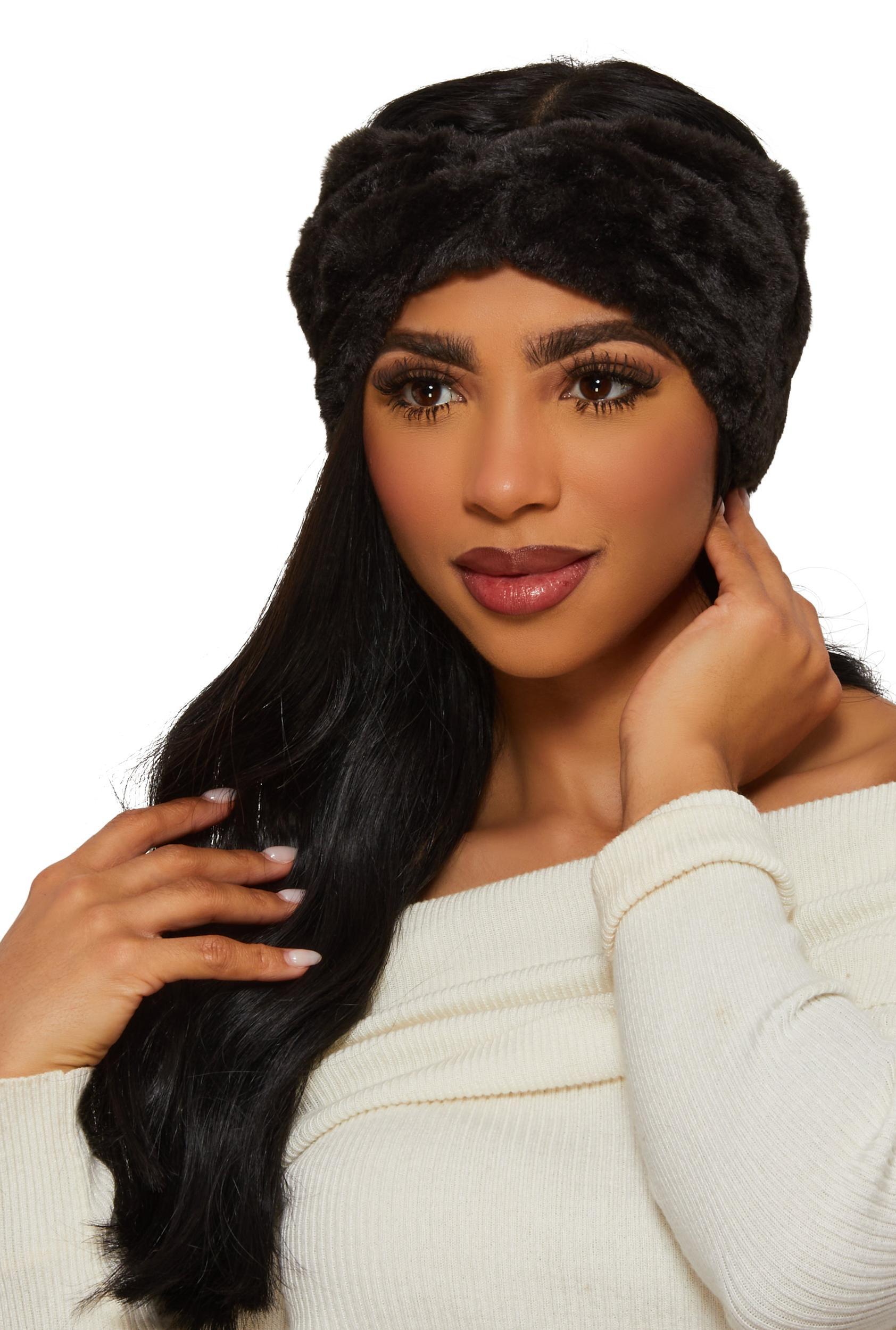 Twist Front Faux Fur Headband Female Product Image