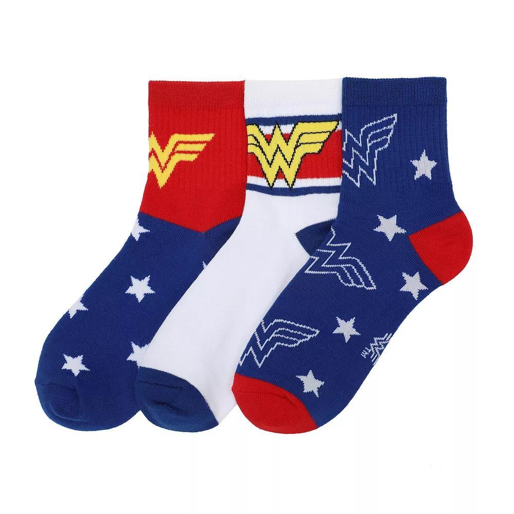 Women's Wonder Woman Quarter Crew Socks 3-Pack, Size: 5-10, Multi Product Image