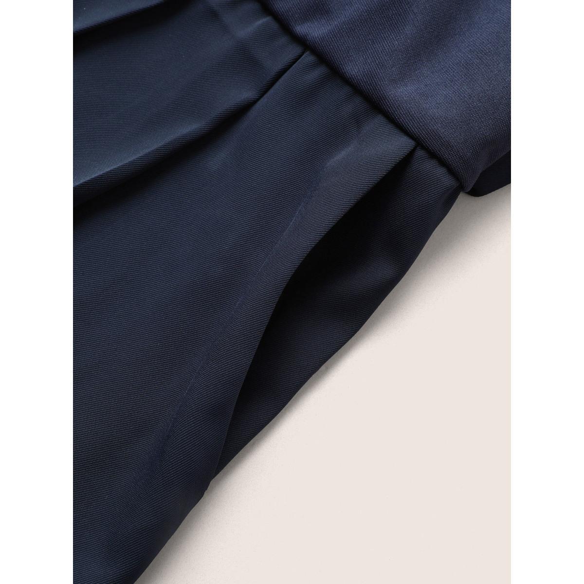 Plus Size DarkBlue Anti-Wrinkle Patchwork Pleated Detail Tank Jumpsuit Women Casual Sleeveless V-neck Everyday Loose Jumpsuits BloomChic 22-24/3X Product Image